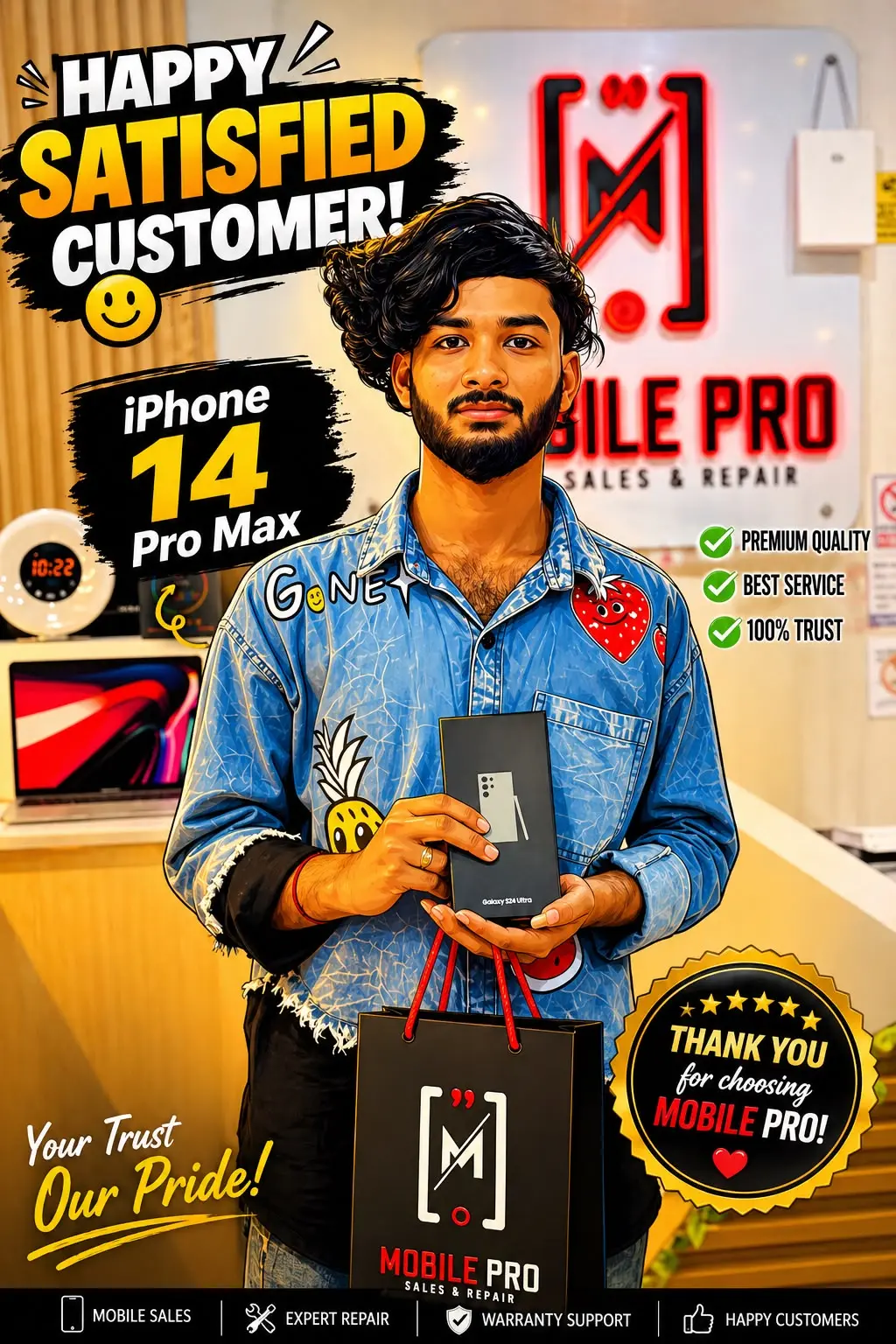 Happy customer with iPhone 14 Pro Max